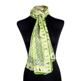 Islamic art inspired green silk neck scarf