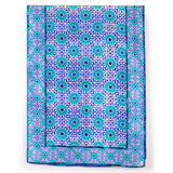 Purple and turquoise large silk scarf inspired by Zellige patterns