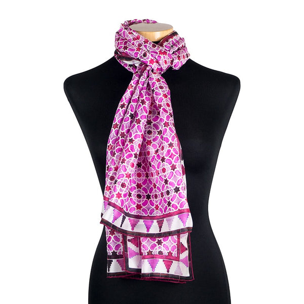Pink and purple large silk neck scarf