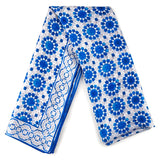 Blue and grey silk scarf with geometric design