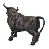 Charging bull bronze sculpture