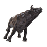 Bronze full body bull sculpture with raised head