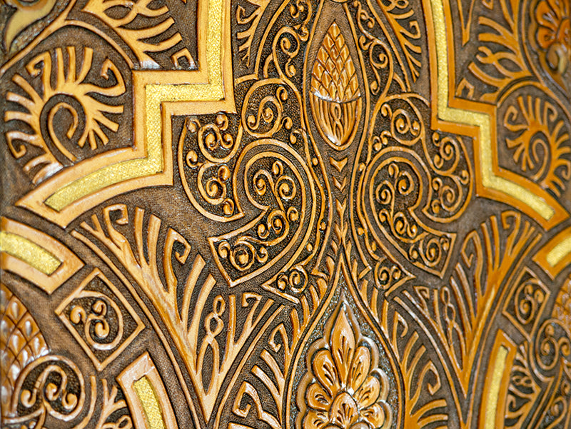 Embossed leather art painting inspired by islamic geometry