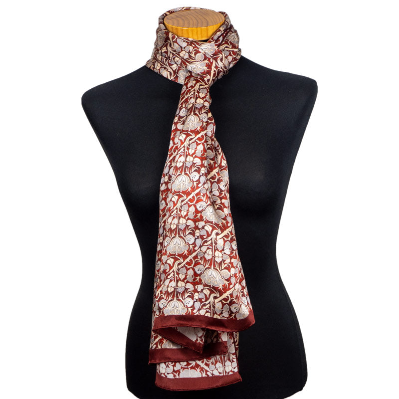 Red and gray silk neck scarf