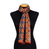 Turkish art inspired blue and red scarf