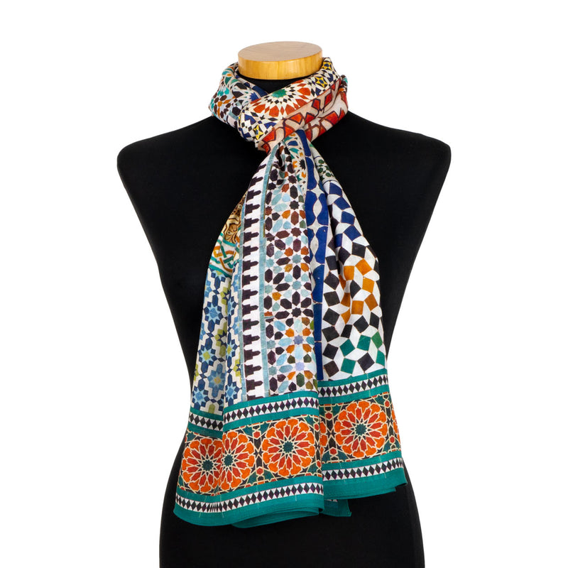 Colorful neck scarf inspired by moroccan tiles
