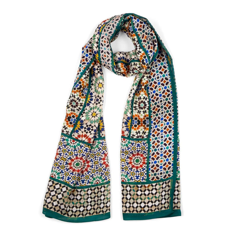 Colorful mosaic tiles scarf inspired by Moorish legacy