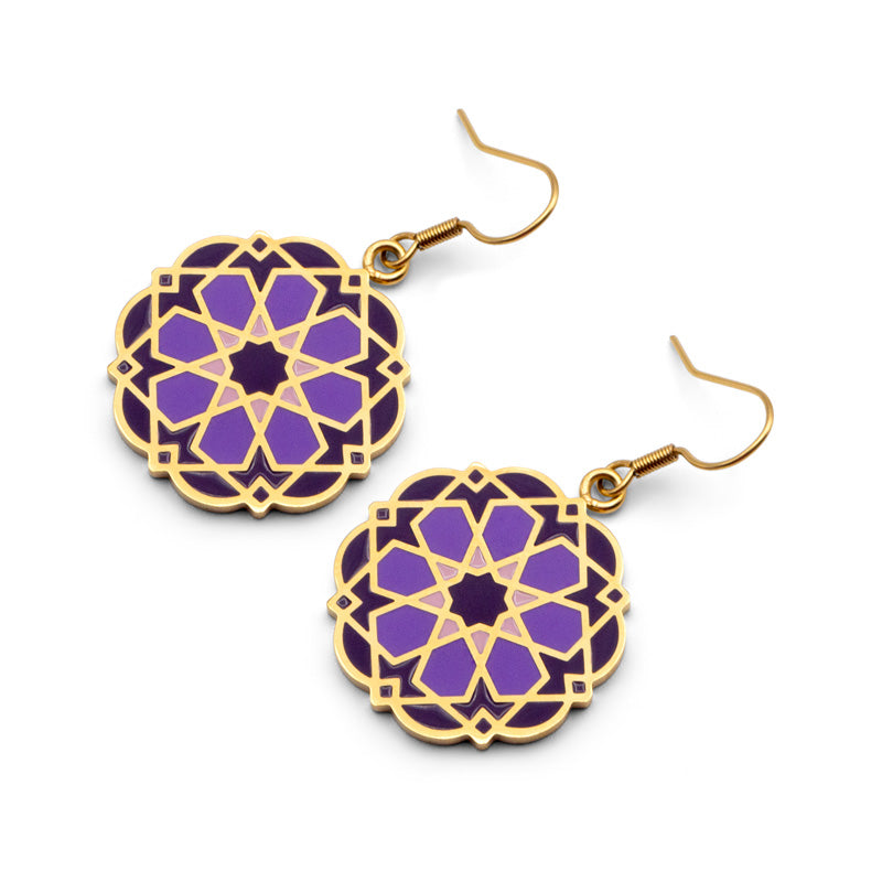 Gold Plated Earrings Nazari Purple