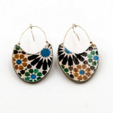 Andalusian tiles inspired earrings made with silver hook and recycled paper