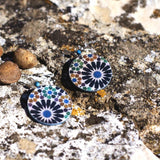Earrings for woman made with reused paper inspired by moroccan mosaic tiles