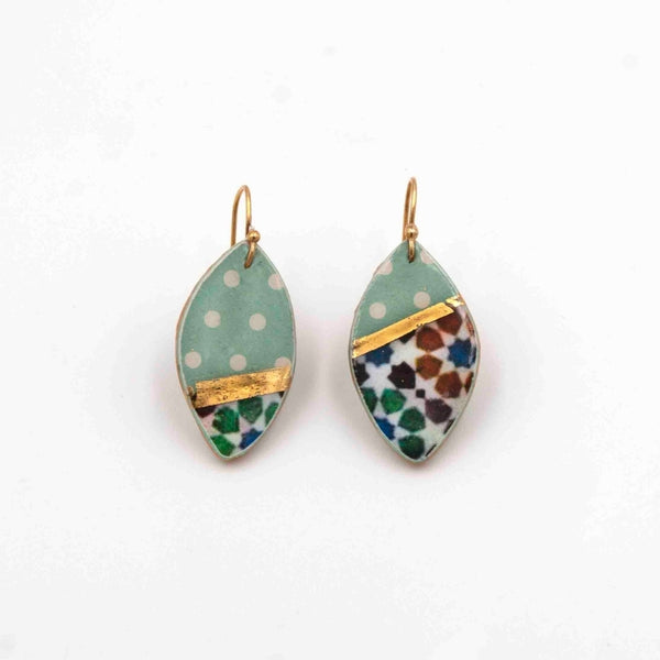 Islamic art inspired tri color earrings