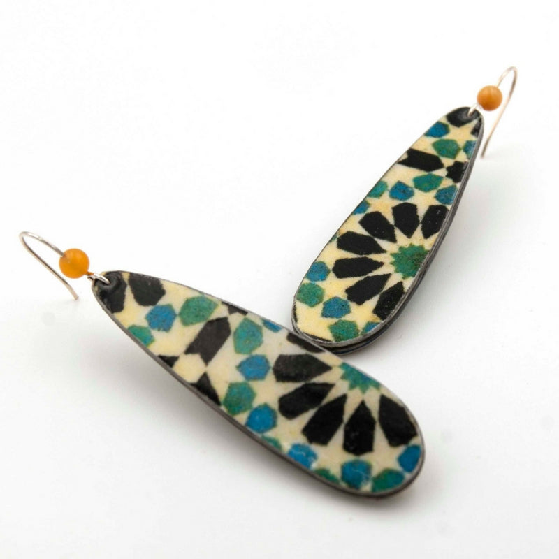 Moroccan tiles inspired big colorful earrings