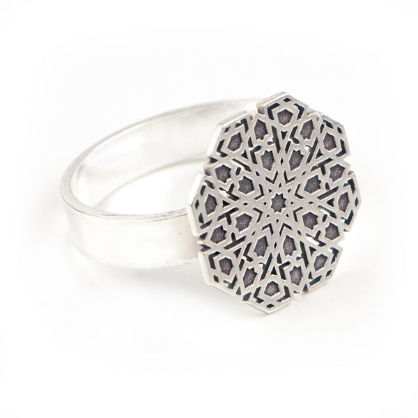 Alhambra tiles silver ring