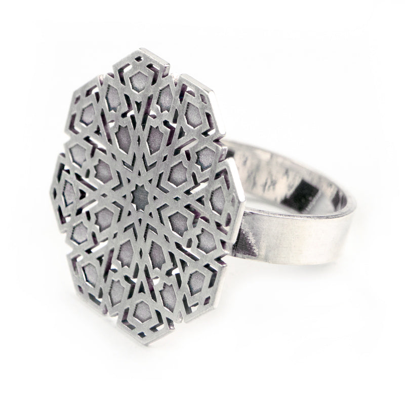 Islamic art inspired silver ring