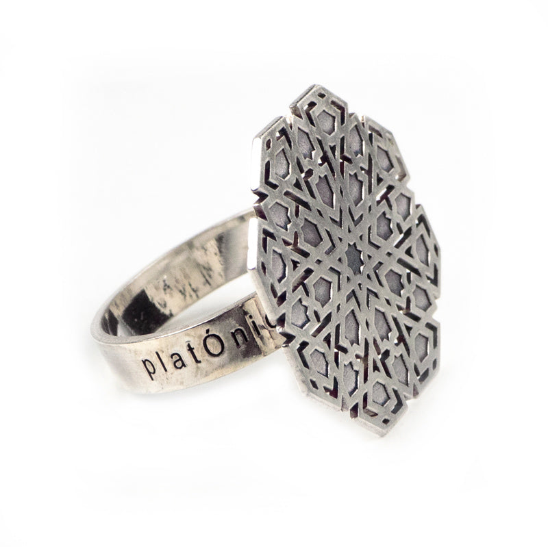 Silver ring with islamic art pattern