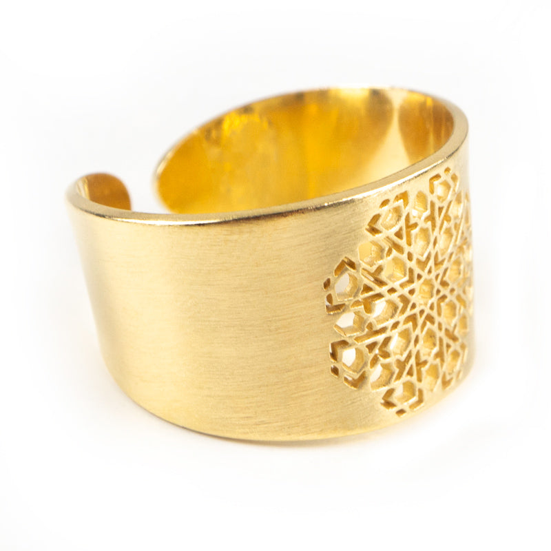 Islamic geometry gold ring