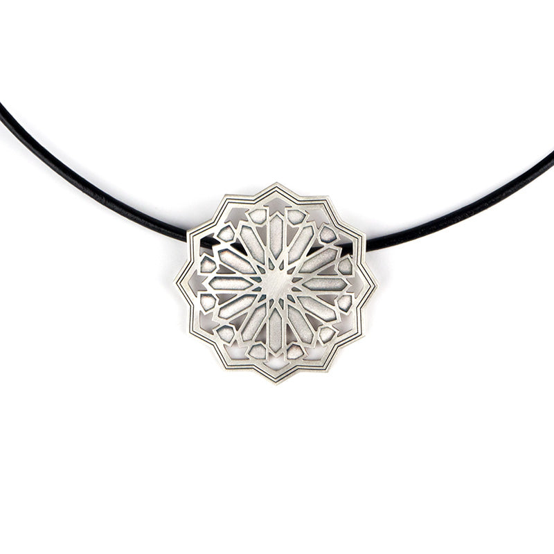 Silver and leather necklace
