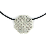 Islamic geometry silver necklace with leather cord