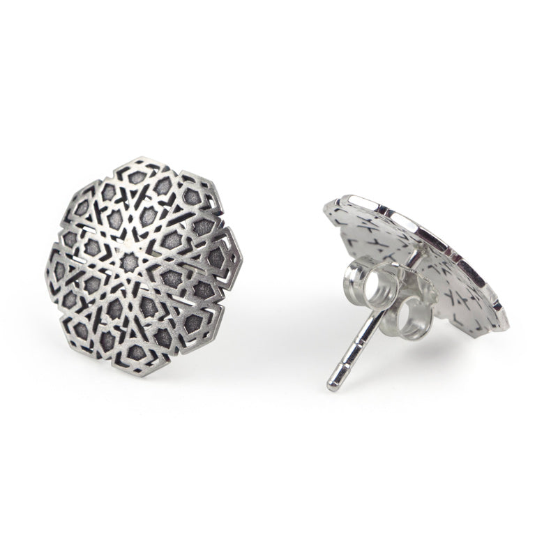 Silver earrings for women inspired by islamic geometry