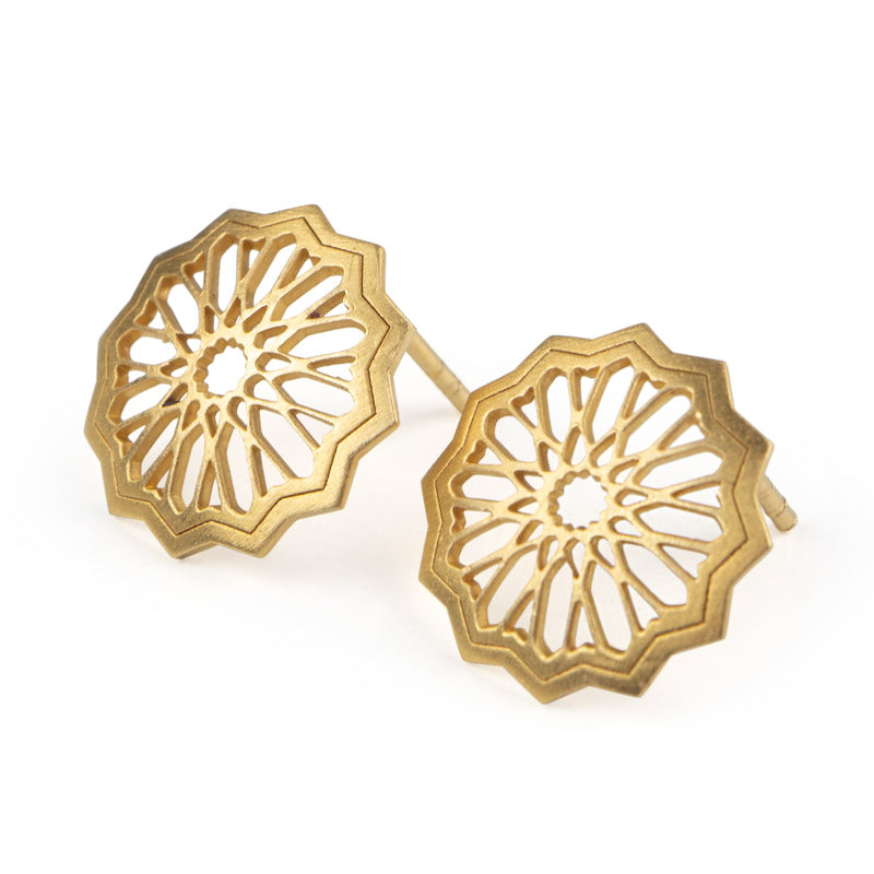 Gold Plated Sterling Silver Stud Earrings Estrella