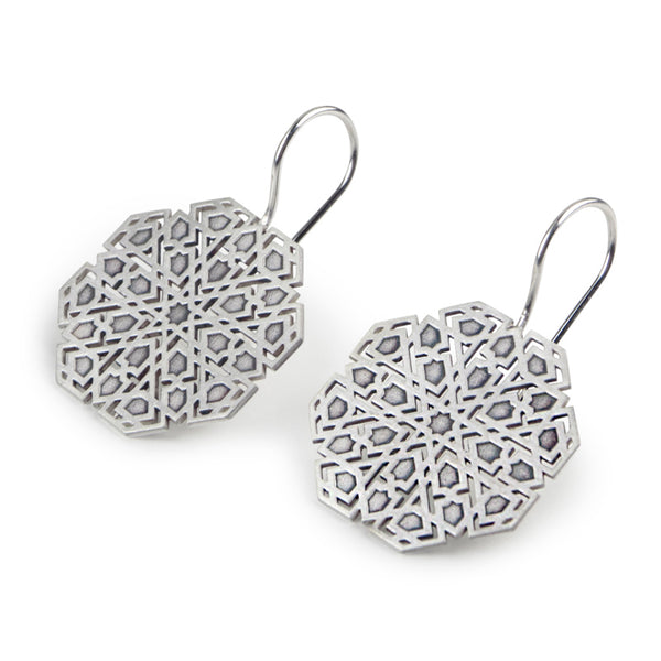 Silver earrings with islamic art style