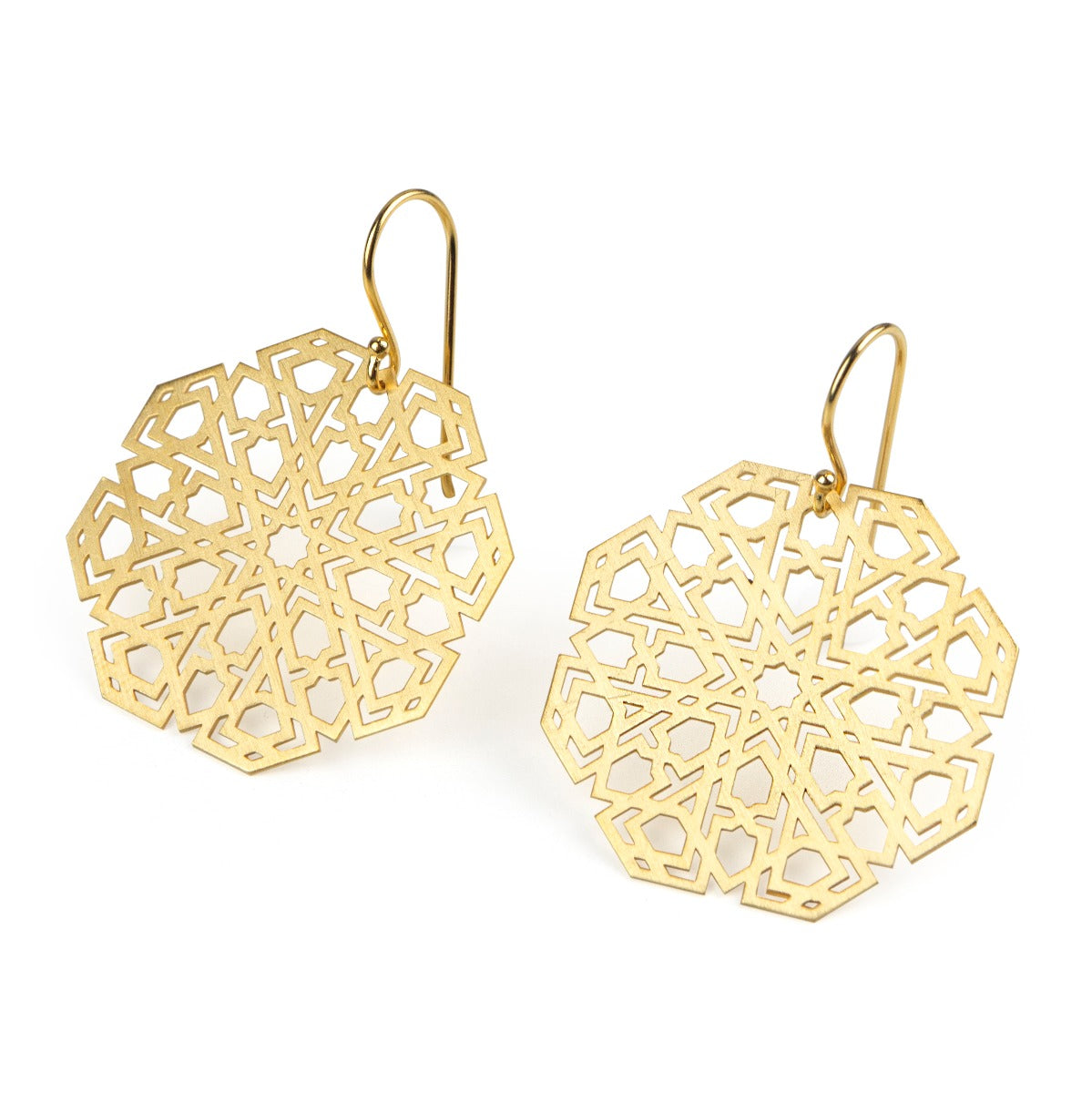 Islamic art inspired gold earrings