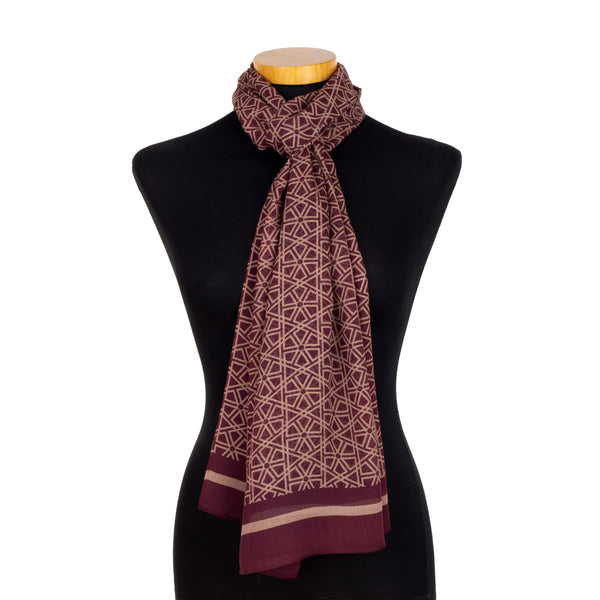 Red foulard with beige details inspired by Islamic Art