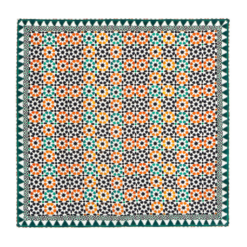 Square silk scarf inspired by islamic art ancient mosaics