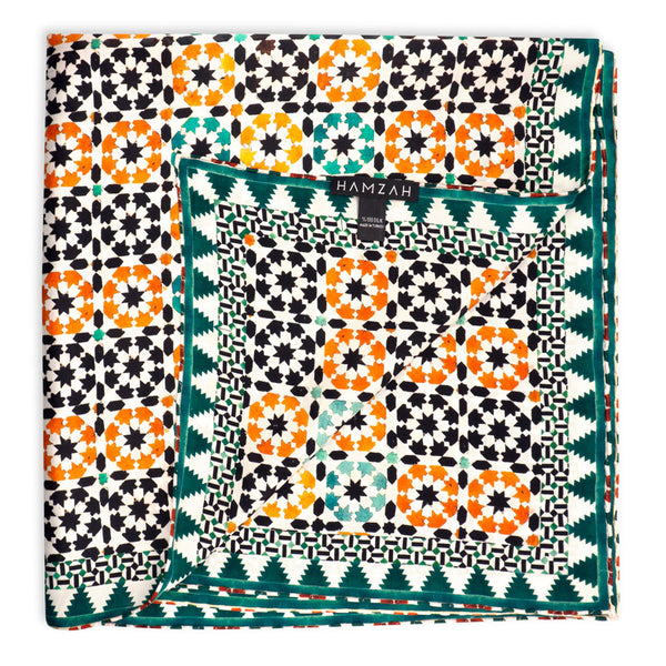 Islamic art inspired colorful silk square scarf