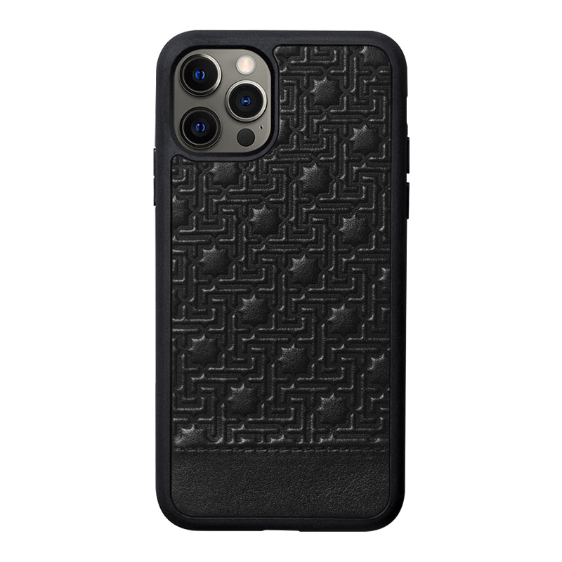 iPhone Funda de Cuero Zellige Negro