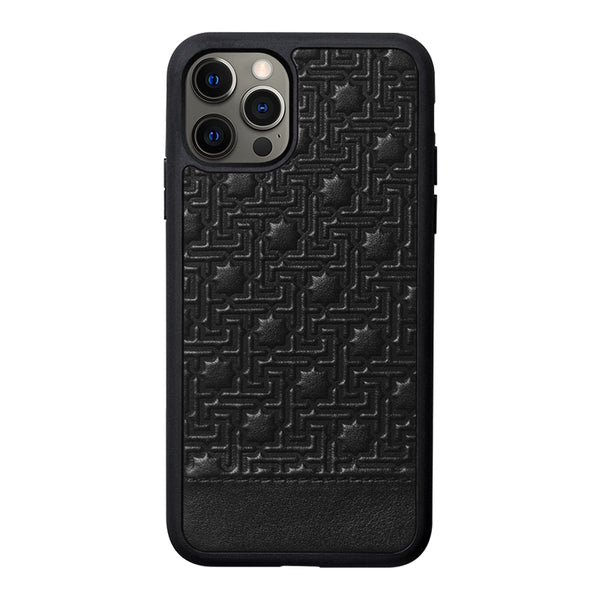 iPhone leather case embossed black 