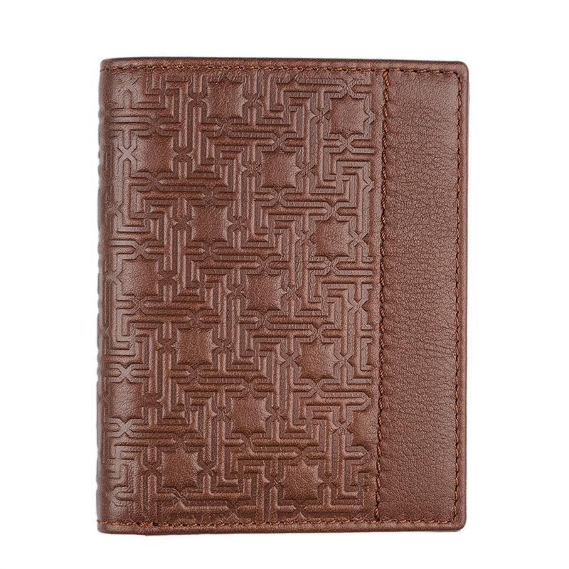 Slim leather wallet brown with islamic art pattern
