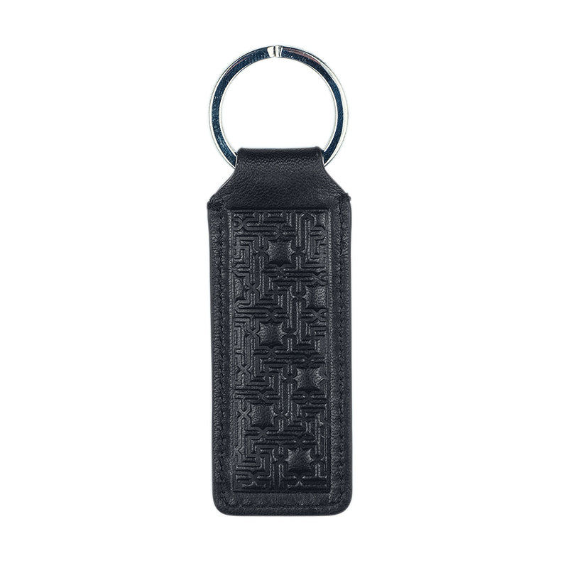 Leather embossed keychain black
